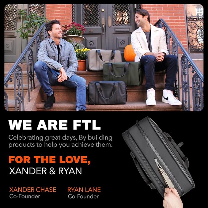 The FTL Pro Mens Travel Bag - 30L Premium Work to Gym Weekender Duffel with Garment Bag, Shoe Space & 18" Laptop Sleeve - Organized Athletic Business Carry On Hybrid, Fits Under Airplane Seat - Black