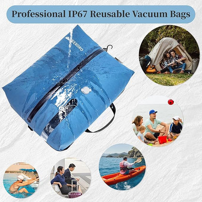 Vacuum Bags for Travel, Professional IP67 Reusable Vacuum Compression Bags for Travel Suitcases and Backpack, Durable Space Saver Bag (2 PACK, No Pump)