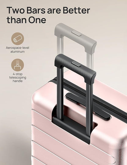 NINETYGO Carry On Luggage 22x14x9 Airline Approved, 20 Inch Luggage with Smooth Spinner Wheels, Expandable, Hard Shell PC Suitcase, Lightweight Travel Luggage, TSA Approved (Pink, Rhine Max)