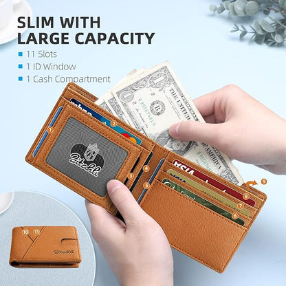 Zitahli Wallet for Men Slim 11 Credit Card Holder RFID Blocking Small Men's Wallet Bifold Minimalist Front Pocket With Mens Gifts Box