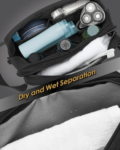 TACTICISM Toiletry Bag for Men - Dry Wet Separate Travel Toiletry Bag, Tactical Molle Dopp Kit for Men with Water-Resistant Shaving Bag for Adult Women for Travel, Black