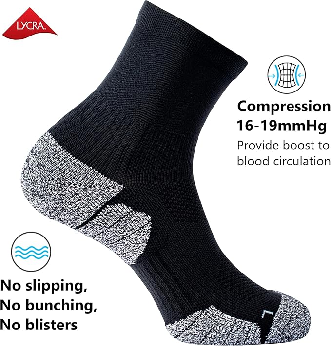 CWVLC Compression Athletic Quarter Socks Cushioned for Men Women