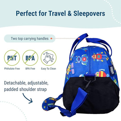 Wildkin Kids Overnighter Duffel Bag – Carry-On Size, Ideal for School & Sleepovers – Robots