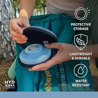 HYDAWAY Travel Case for Collapsible Bottles, Bowls & Cups - Protective Storage with Carabiner Clip - Durable, Water-Resistant, TSA-Friendly