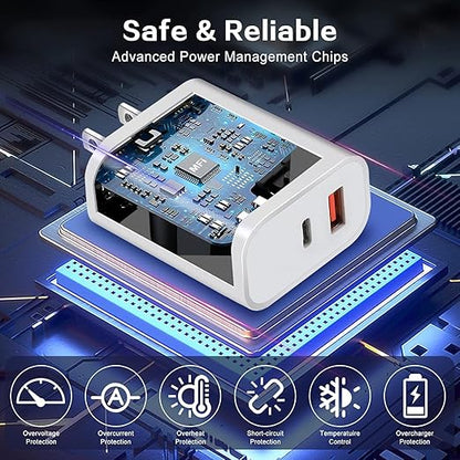 Fast Charger for iPhone,Dual Port A/C Apple iPhone Charger Fast Charging Block,2Pack Quick Double A/C iPhones Wall Chargers Adapter,6FT USB C to Lightning Cable for iPhone14 ProMax/13/12/11/XS/XR/iPad