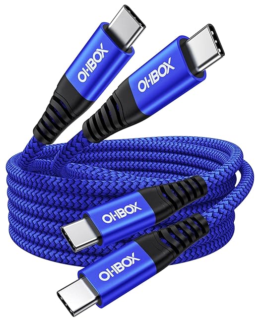 USB C to C Cable 60W, 10FT Long USB Type C Fast Charging Cable for Car Durable Braided iPhone USB C Charger Cable USBC to USBC Cord for iPhone 17/16/15/Pro Max/Plus, Samsung Galaxy and More-Blue 2Pack