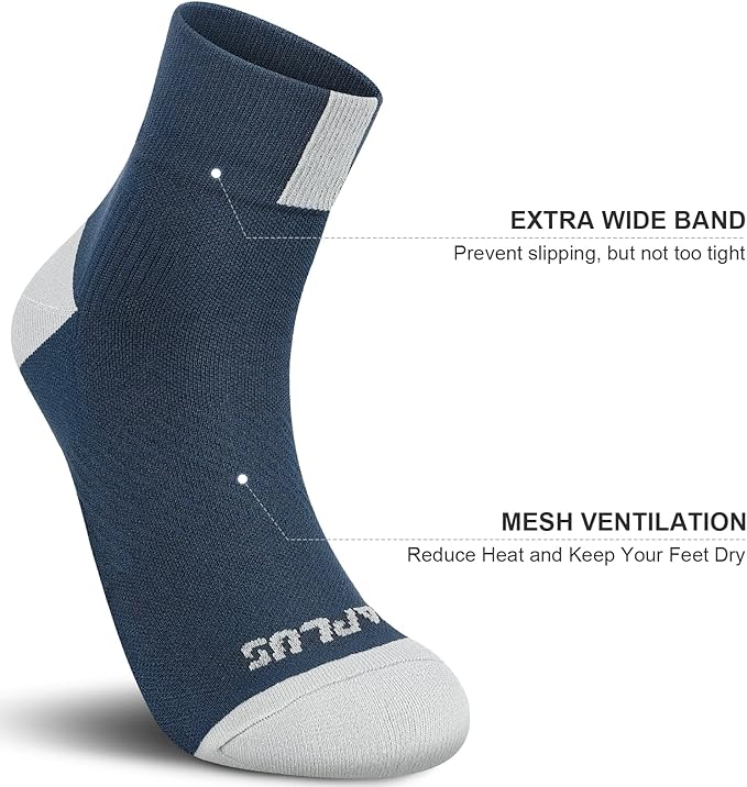 PAPLUS Ankle Compression Socks for Women 6 Pairs, Running Athletic Socks with Arch Support，Plantar Fasciitis Socks