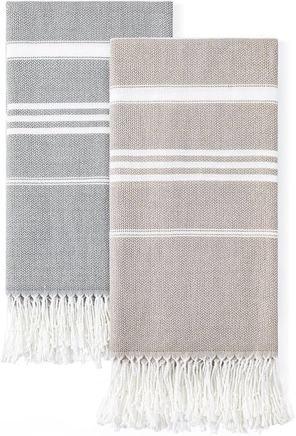 2 Packs Cotton Turkish Beach Towels Sand Free Quick Dry Oversized Bath Pool Swim Towel Large Extra Xl Big Blanket Adult Travel Essentials Cruise Accessories Must Haves Clearance Vacation Stuff