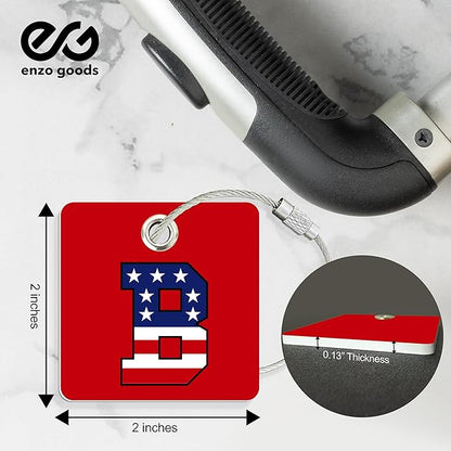 USA Initial Luggage Tag | 10 Pack | Personalized Luggage Tags for Suitcases | Choose Monogram Letter | Custom Fonts & Colors | Choose Tag Color
