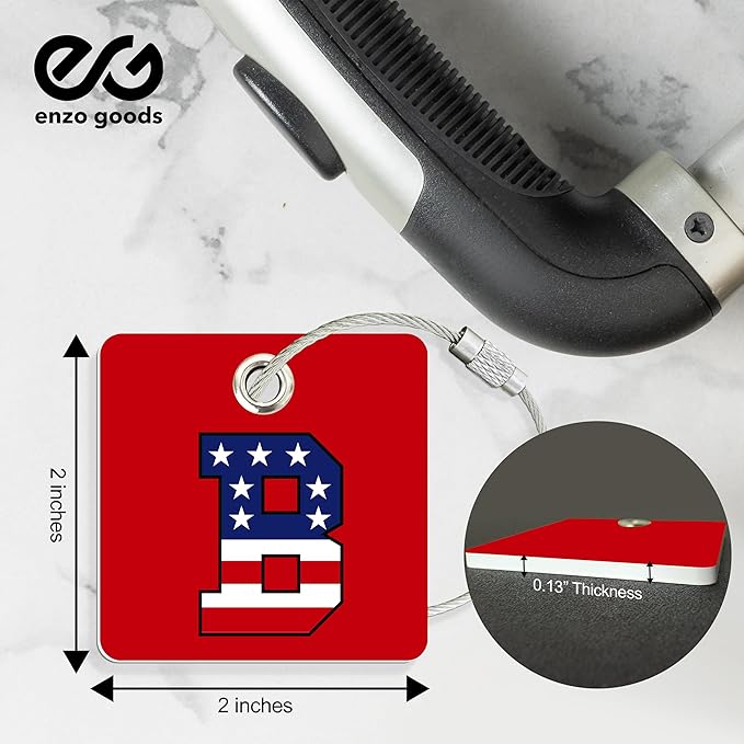 USA Initial Luggage Tag | 6 Pack | Personalized Luggage Tags for Suitcases | Choose Monogram Letter | Custom Fonts & Colors | Choose Tag Color