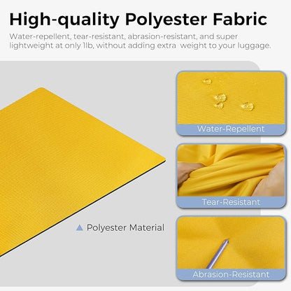 Fmeida 65L Duffle Bag with Shoes Compartment, Foldable Travel Duffel Bags for Men Women, Large Packable Travel Bag Water Repellent & Tear Resistant (Yellow)