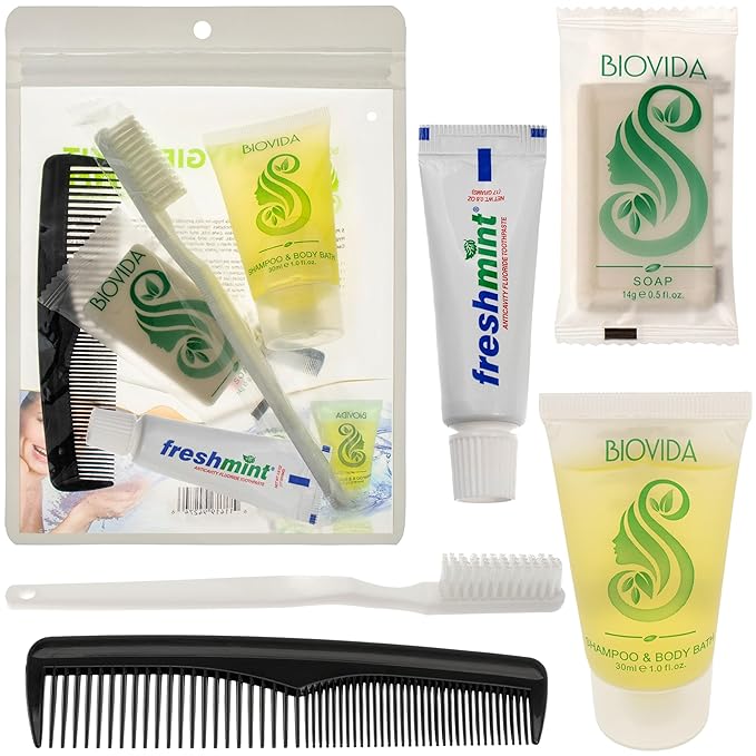 Moda West 24 Hygiene Kits - Bulk Case of Wholesale Basic Toiletry Kits for Men, Women, Travel, Charity 5 Pc Kit