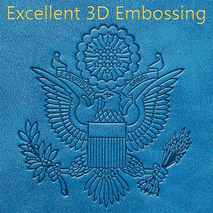 Passport Holder With Luggage Tag Cover Wallet RFID Blocking Leather Case Travel Essentials Accessories Travel Must Have(114#Blue)