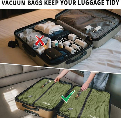 Reusable Vacuum Bags for Travel,Professional Waterproof IPX8 Vacuum Compression Bag for Suitcases Backpack,Space Saver Bags Packing Organizers for Clothing Packing(2 PACK NO PUMP)