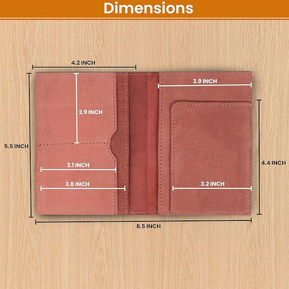 LEATHER VILLAGE Leather Passport Holder Cover – Travel Wallet with Card Slots, Vintage Passport Case for Men & Women – Cute Organizer for Travel Accessories & Documents - Fuchsia