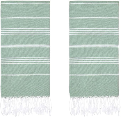 Turkish Beach Towels, Pack of 2 | Oversized, Quick Dry, Sand Free | 100% Cotton, Large 38x71 Towels for Beach, Pool, Travel | Ultra-Soft, Compact, and Absorbent | Light Green