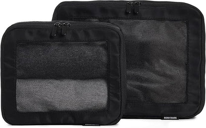 Aerotrunk Compression Packing Cubes for Travel - Luggage Organizer Bags - Double Zipper Packing Cubes for Suitcases (2-Pack, Black)
