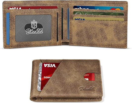 Zitahli Wallet for Men Slim 11 Credit Card Holder RFID Blocking Small Men's Wallet Bifold Minimalist Front Pocket With Mens Gifts Box
