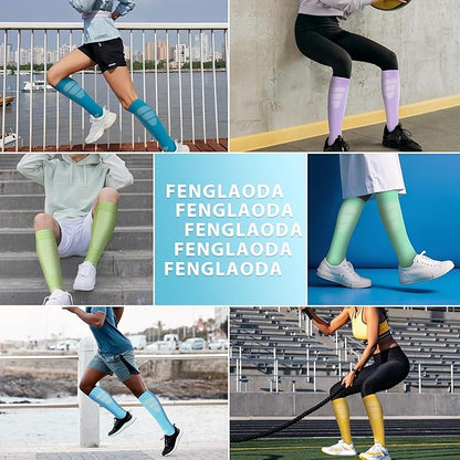 fenglaoda Compression Socks Women Men 6 Pairs, Knee High Best Support Circulation Socks for Running, Travel, Flight, Nurse