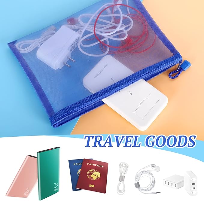 12 Pieces Zipper Nylon Mesh Pouch, Mesh Cosmetic Bags Makeup Bags Pencil Case, Multipurpose Travel Bags for Cosmetic School Office Supplies and Travel Accessories (Multicolored 01, A5)