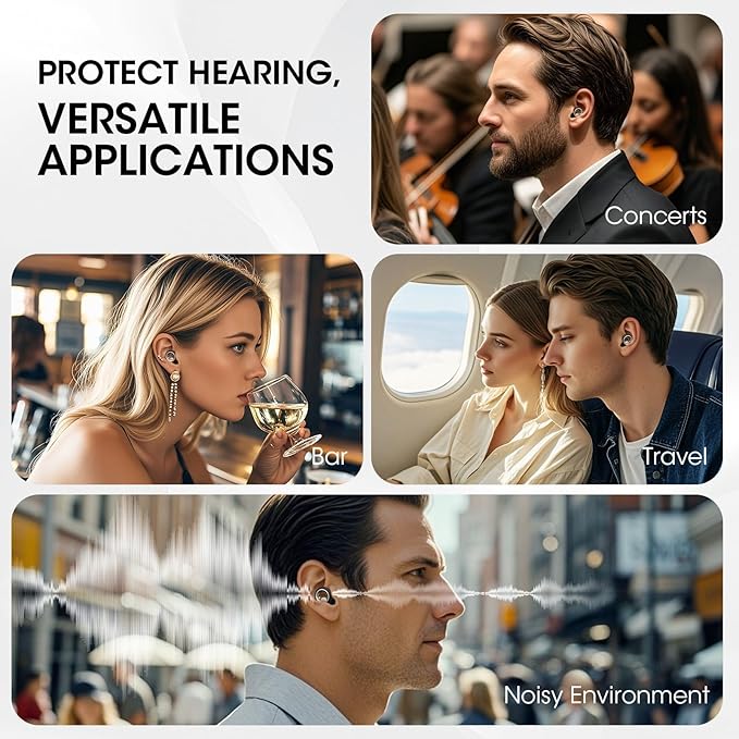 Ear Plugs for Sleeping, Reusable Silicone Earplugs for Noise Reduction, Concert Noise Cancelling Ear Plugs, Shooting Hearing Protection, Work, Travel & Study – 45dB SNR Sleep EarPlugs(Dark Black)