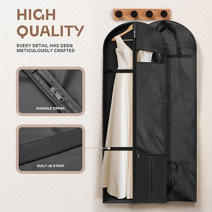 Travel Garment Bag with Zipper Pocket, Suit Bag for Suits, Dresses, Coats