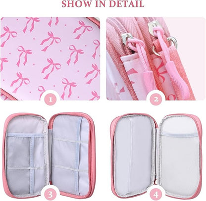 COSHAYSOO Travel Gifts for Women College Teen Girls Trip Favors Pink Birthday Gift Ideas, Electronics Cord Cable Organizer Bag Tech Pouch Case Gadgets Accessories Cruise Airplane Essentials, Bowknot