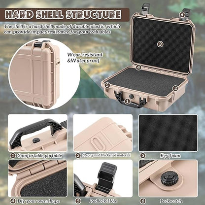1 Pcs 22.4 x 16.1 x 10.2 Inch Waterproof Hard Case with DIY Customizable Foam Insert Portable Protective Case with Knife for Camera Drones Equipments Tools Test Instruments (Tan)