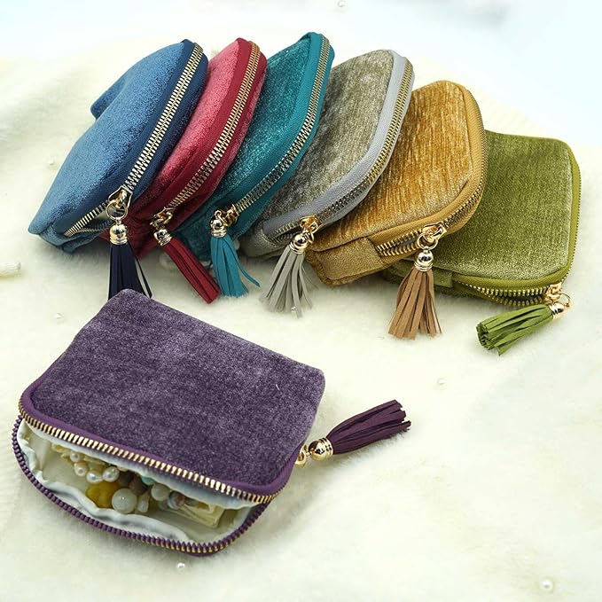 Gihunk Travel Jewelry Case, Travel Jewelry Organizer, Travel Jewelry Bag with Zipper, Small Travel Jewelry Pouch for Necklaces Bracelets Bangles Rings Earrings Gemstones Storage (purple)