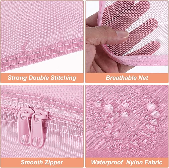 PATIKIL 6 Set Travel Packing Cube, Travel Bags Organizer for Luggage Waterproof Suitcase Organizer Bags Set Travel Essentials with Shoe Bag for Carry on Suitcases, Pink