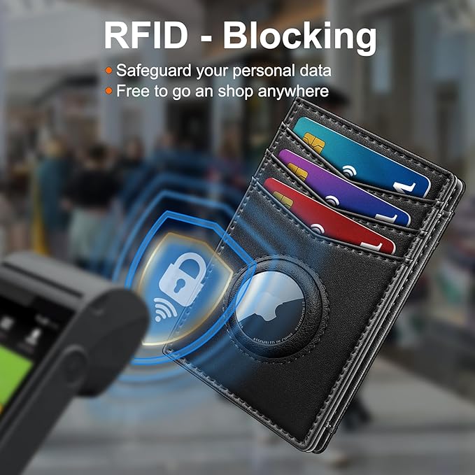 Airtag Slim Leather Wallet for Men - 12-Card Capacity, Magnetic Closure, Money Clip & Simplified Bill Compartment, RFID Blocking (4.3" x 3.0") | Gift Boxed