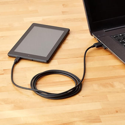 Amazon Basics 5-Pack USB-A to Micro USB Charging Cable, 480Mbps Transfer Speed with Gold-Plated Plugs, USB 2.0, 6 Foot, Black