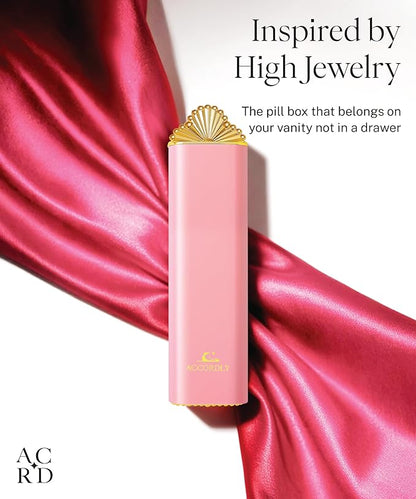 Premium Weekly Pill Organizer, 7-Day Compact Pill Case for Purse, Lightweight Gold Aluminum Pill Box for Vitamins, Medicine, Supplements, Luxury Wellness Gift