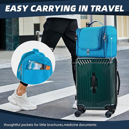 Buruis Large Toiletry Bag for Women and Men, Hanging Travel Bag for Makeup, Cosmetics, Shaving, Toiletries, Water-Resistant Dopp Kit for Gym, Camping, or Daily Use, Light Blue