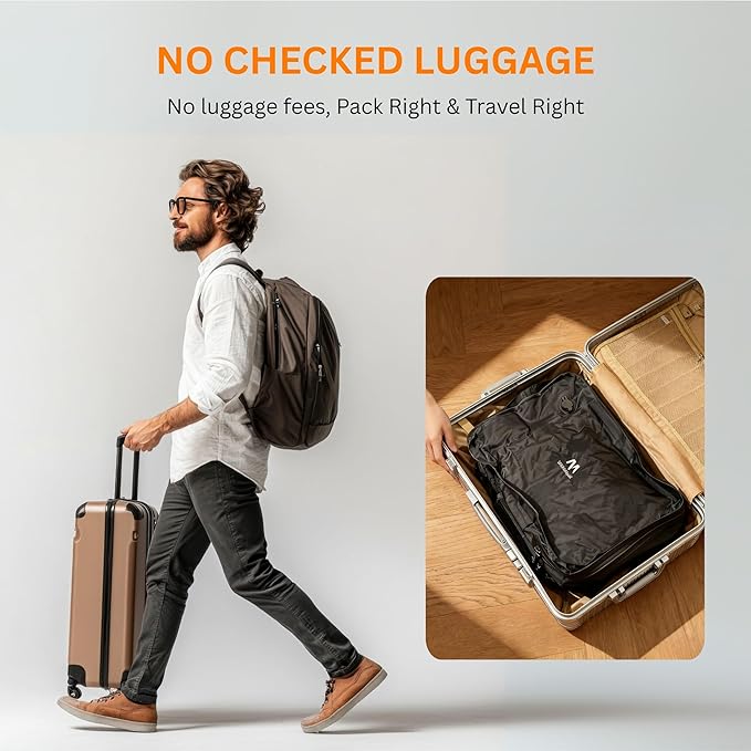 Travel Vacuum Bags for Luggage with Pump, Reusable Vacuum Seal Bags for Clothing, IP68 Waterproof, Top-open Design, Fits 20/24/28 Inch Suitcase (1PC+Pump, 43L)