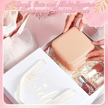 Taiyin 6 Pcs Travel Jewelry Case Box Bridesmaid Gifts Bulk Travel Jewelry Cases Boxes Small Jewels Organizers Mini Accessories Ornaments Storage for Women Girls Wedding Gifts (Multicolored)