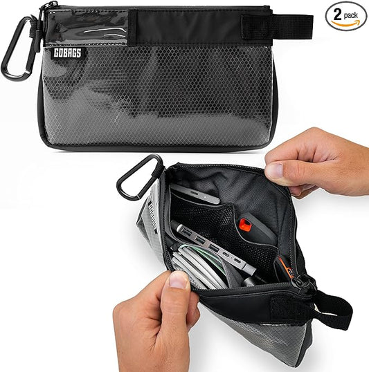 GOBAGS Production Zipper Bags - Electronics & Camera Accessories Bag - Cable organizer, Gear Accessory Pouch, Travel Camera Essentials (Small, Black, 2 pack)