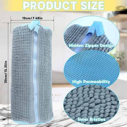 2PCS Shoe Washing Machine Bgs,Laundry Shoe Bags for Washer and Dryer, Reusable and Durable Zipper Sneaker Shoe Washing Bag, Tennis Shoe Cleaning Bag for All Shoe Types (Grey)