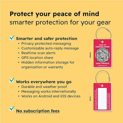 Smart Luggage Tags | Privacy QR Code Luggage Tag Keeps Personal info Private | Customizable Travel Suitcase Tags for Women Men | Use with GPS Bag Locator Tracking, Air Tag for Android or iOS