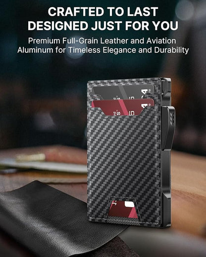 typecase Wallet for Men: Rfid-blocking with Money Clip Slim Leather Bifold ID Window Smart Pop Up Card Case Front Pocket Wallet with Gift Box (Black Orange)