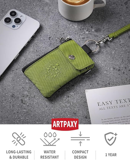 Minimalist Wallet For Mens Womens, Keychain RFID Blocking Zipper Small Wallet with ID Window 2 Lanyards,Water Resistant Travel Cash Card Coin Case Boys Girls