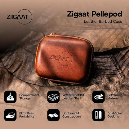 Linsoul ZiiGaat PELLEPOD Leather Earbud Case, Waterproof IEM Storage Box, Hard Carrying Bag, Protective Storage Box, Fit for Earphone ZS10 Pro, Zero: 2, EM6L, EW300, SuperMix 4, Orchestra Lite (Brown)