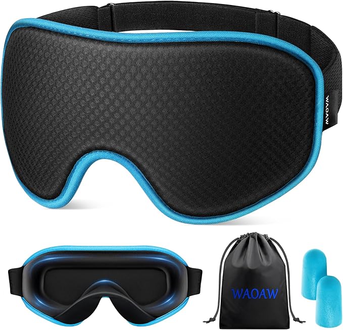 WAOAW Sleep Mask for Men Women: Blackout Eye Masks for Sleep - 3D Breathable Soft Comfortable Eye Mask for Travel - Adjustable Light Blocking Night Masks for Sleeping