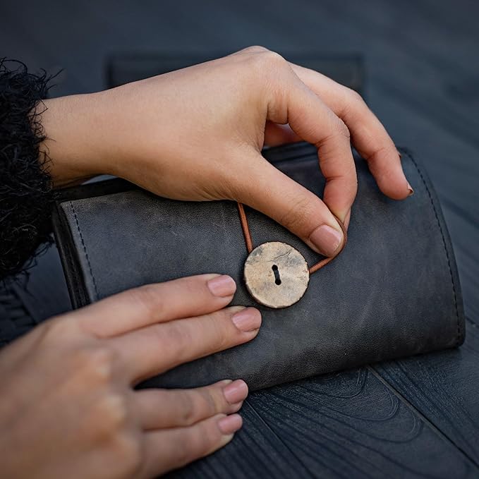 HARDISTON Custom Leather Electronic Organizer Roll – Personalized Cord Pouch for Travel Tech Accessories, USB Cables, Charger, Passport, SD Cards – Handmade Gift for All