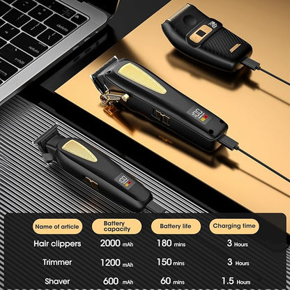Hair Clippers,Mens Beard Trimmer,Electric Razor for Men,Professional Hair Cutting Kit & Zero Gap T-Blade Trimmer & 7500 RPM Foil Shaver with LCD Display,Mens Gift