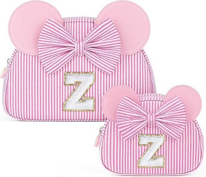 Initial Makeup Bag | Makeup Bags | Travel Cosmetic Bag | Birthday Gifts for Girls | Christmas Gifts for Kids | Birthday Gift for 4 5 6 7 8 9 10 11 12 13 Years Old Girl | Pink Z