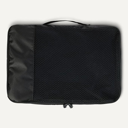 Amazon Essentials 4-Piece Packing Cubes Travel Accessories Set, Luggage Organizer with Double Zipper, Mesh Top, 100% Polyester, Medium, Black (Previously Amazon Basics)