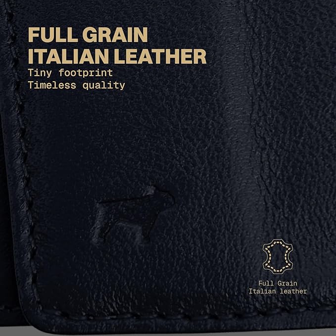 The Frenchie Co. - Speed Wallet Mini - Ultra Navy - RFID blocking with quick-access pull tab - Ultra-slim Italian leather for secure minimalist carry.