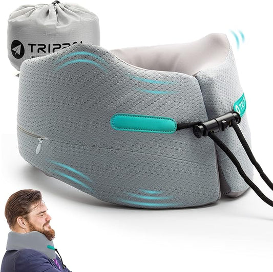 GOLDORANGE Travel Pillow Neck Chin Head Support Best Memory Foam Airplane Neck Pillows 360-Degree Support for Travel Bus Home Office and Gaming, Grey L