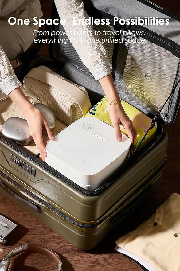 HotWay 24 Inch Expandable Front Opening Checked Luggage with Cup Phone Holder and USB Port, Lightweight Hardshell Suitcase with Wheels and TSA Aproved Locks